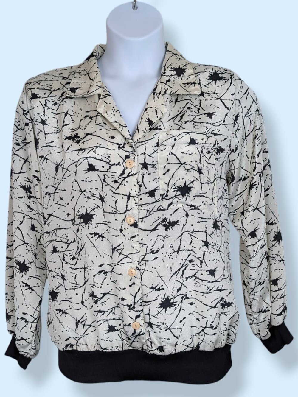 Vintage Black & White Abstract Blouse